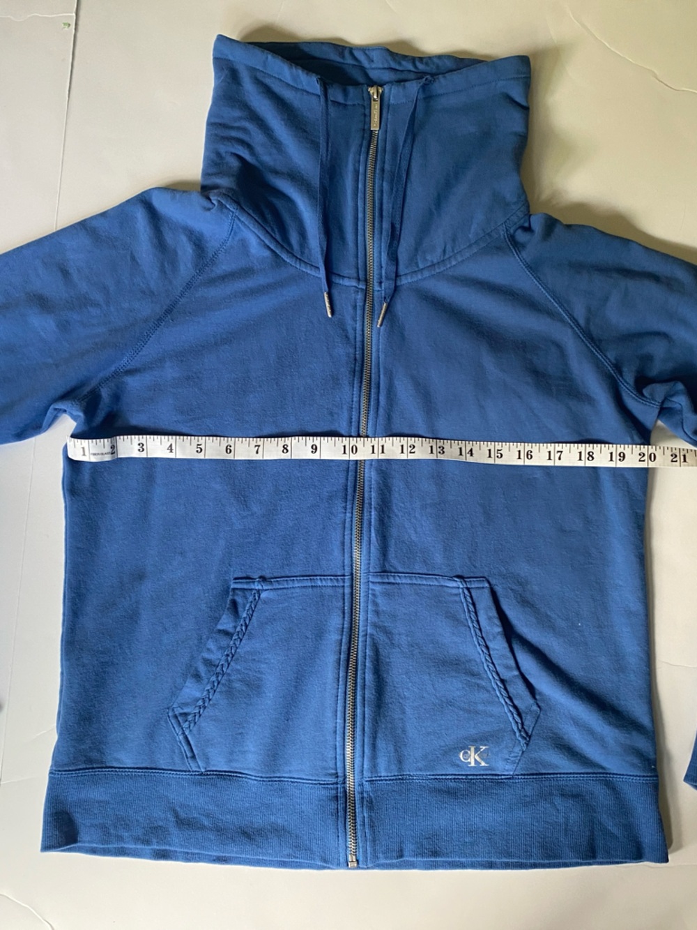 Calvin Klein Blue Full-Zip Funnel Neck Jacket